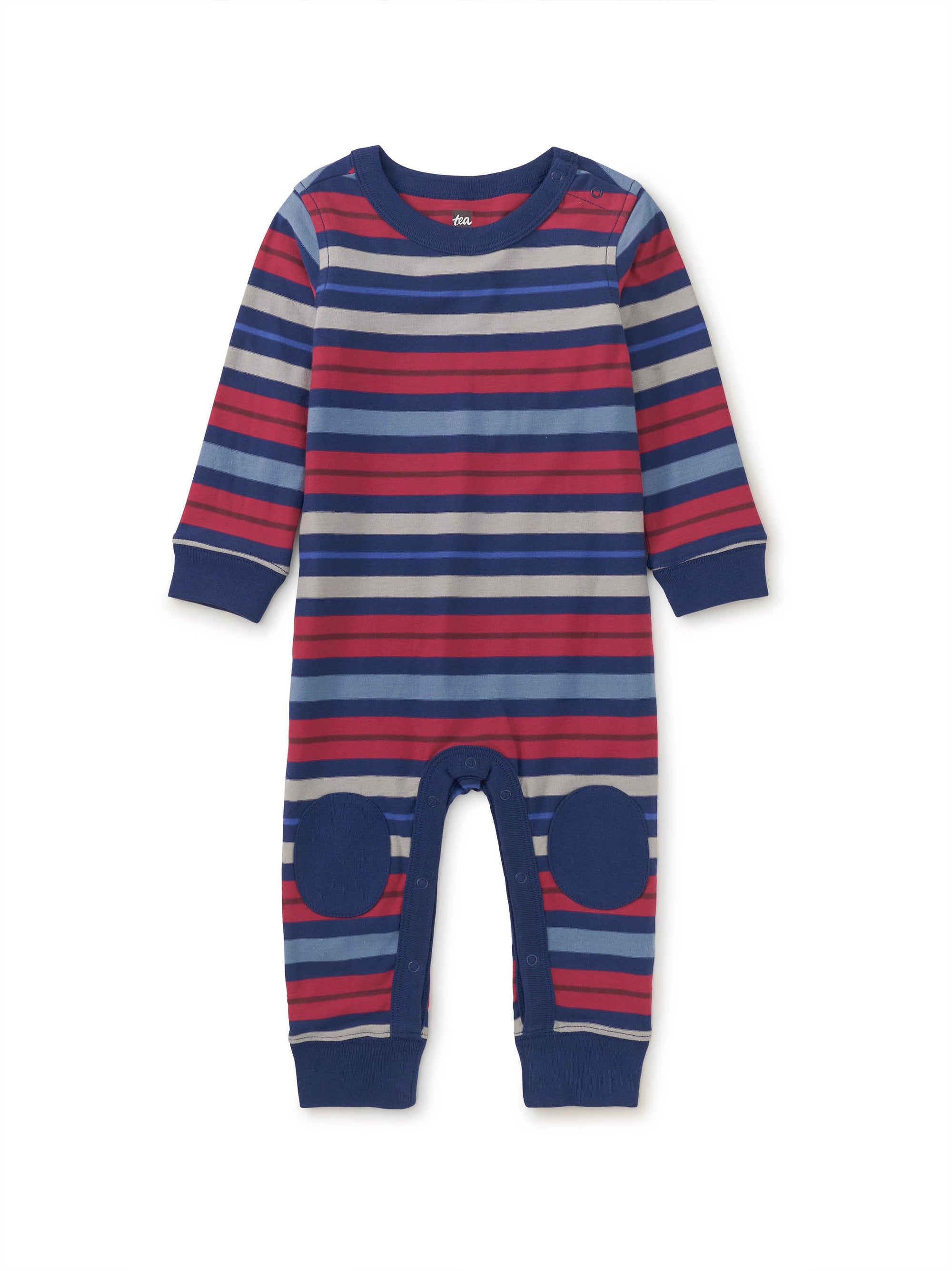 Stripe Knee Patch Baby Romper - Nightfall