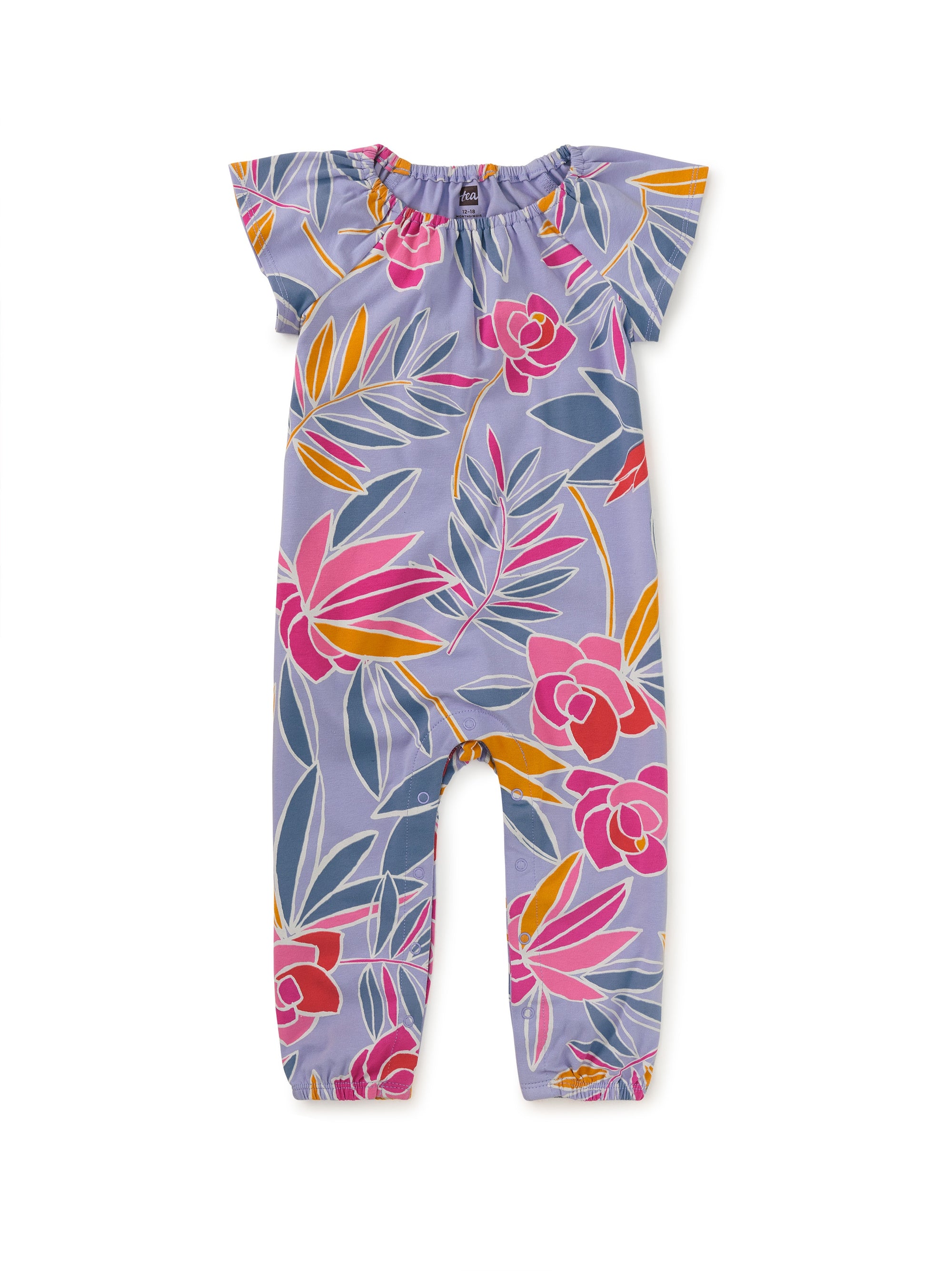 Flutter Sleeve Baby Romper - Tropical Gardenias