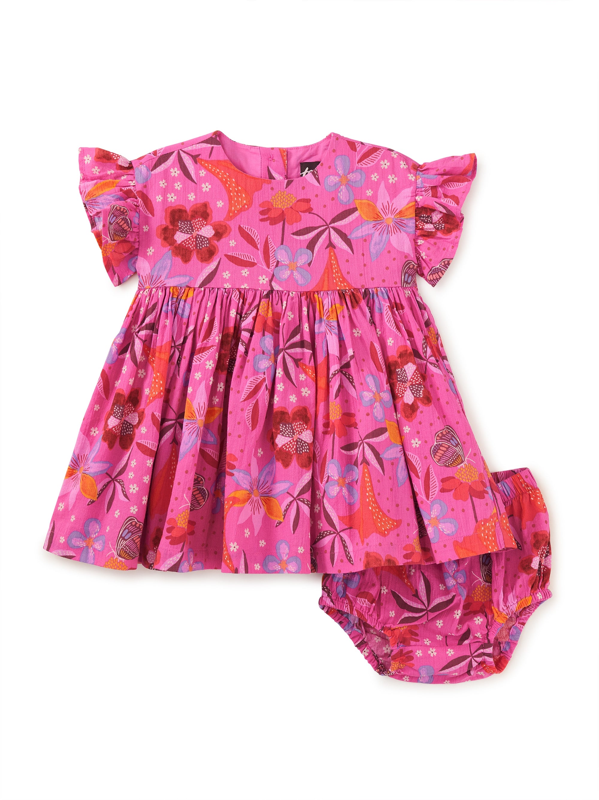 Ruffle Sleeve Baby Dress Set - Brazilian Painted Floral