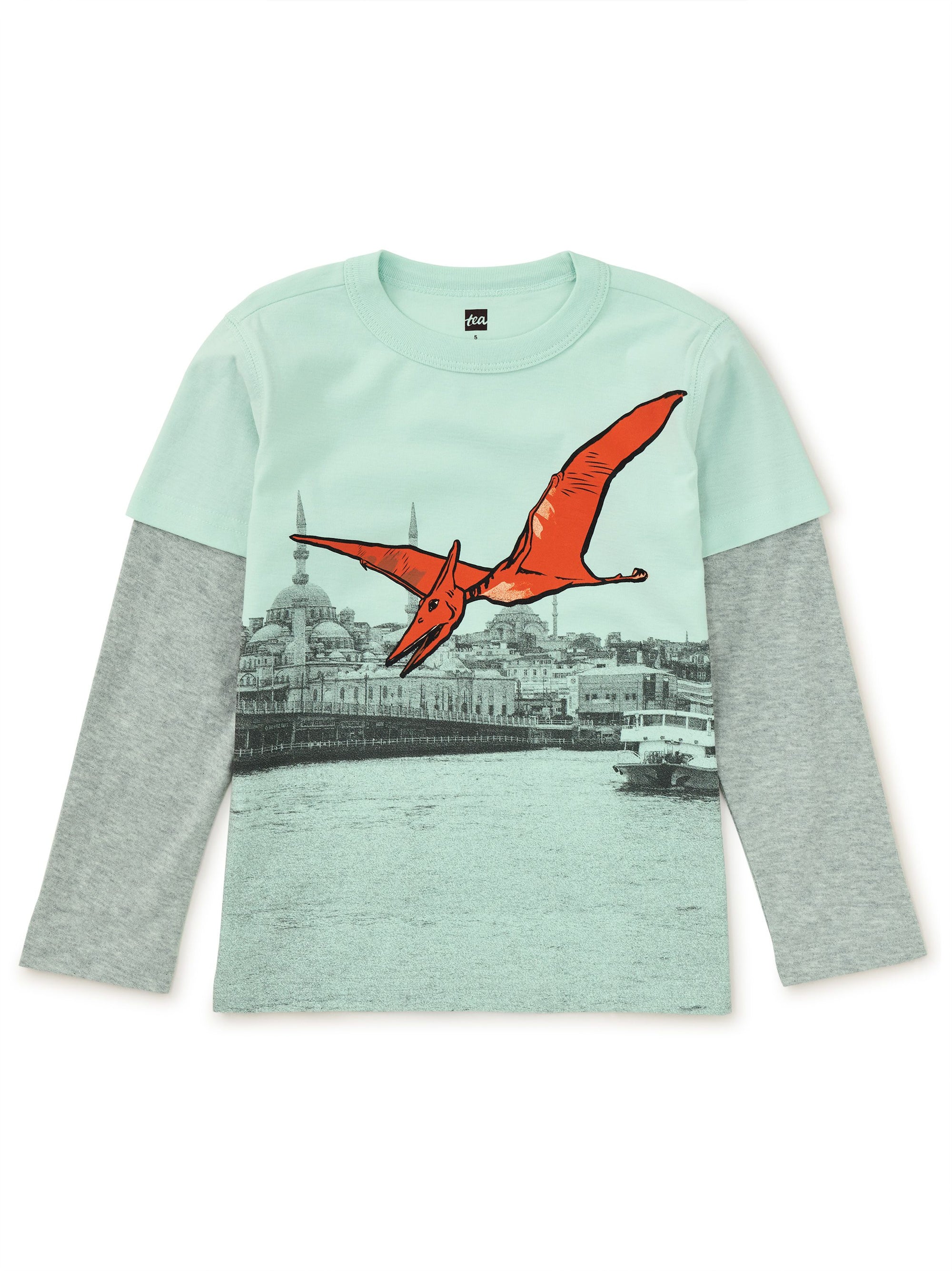 Pterodactyl Layered Sleeve Tee - Garden Party