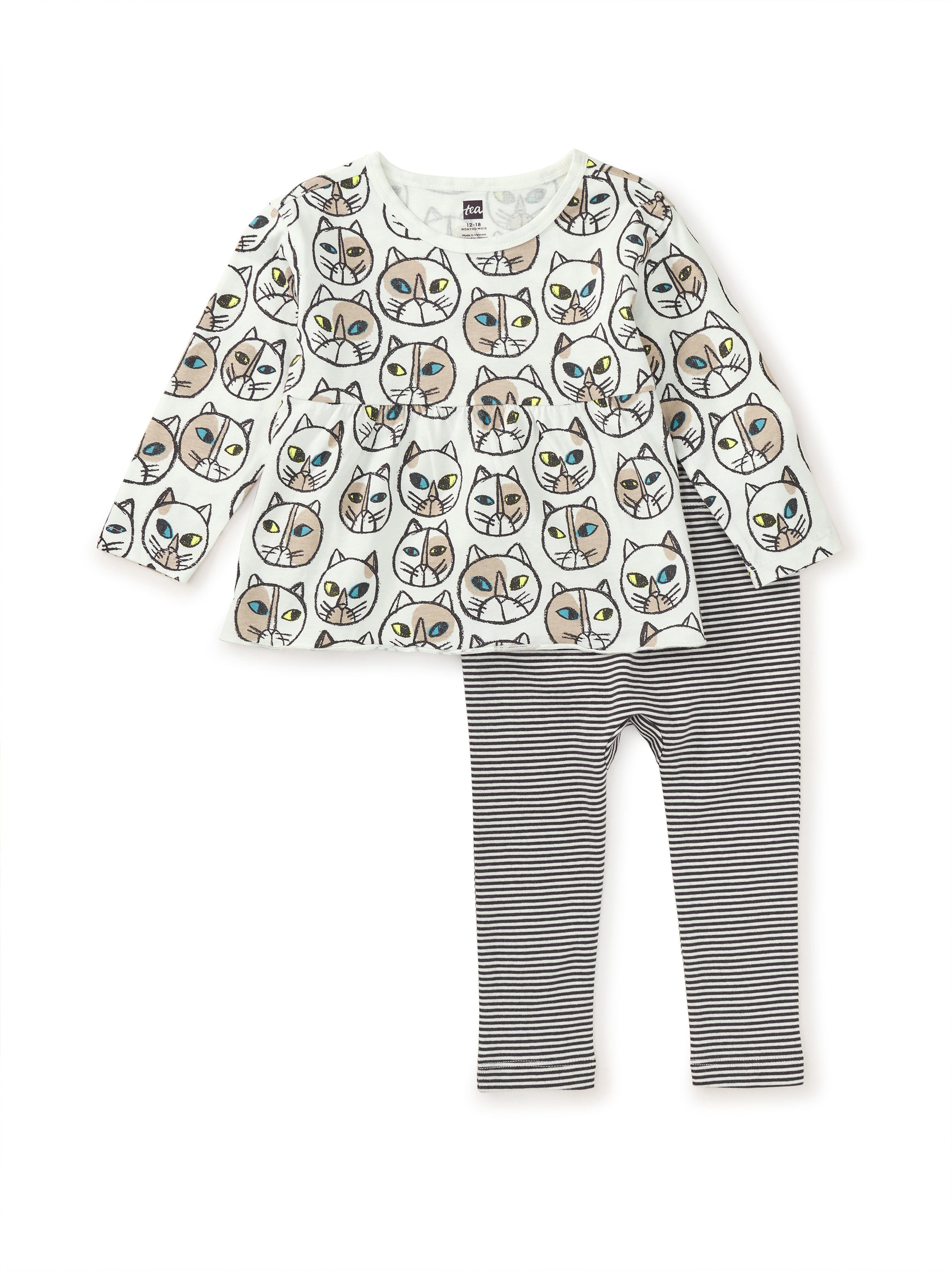 Peplum Top & Pants Baby Set - Highlands Lake Cat