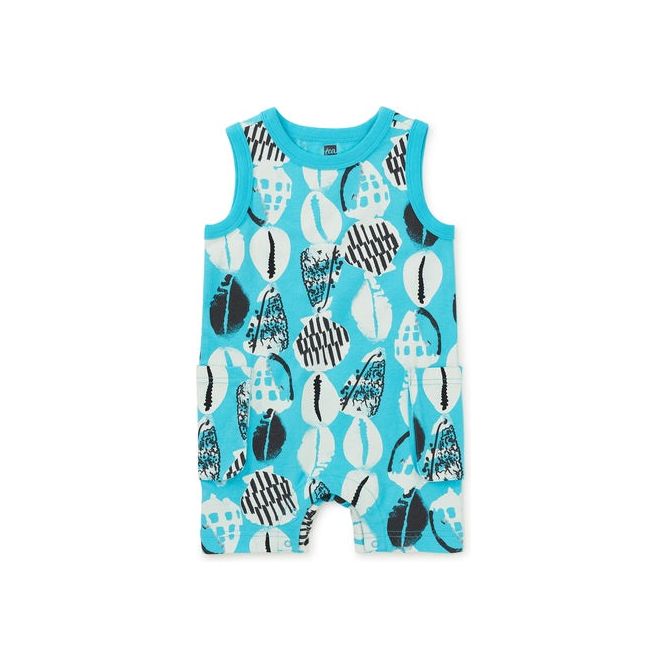 Sleeveless Baby Romper -Blockprint Shells