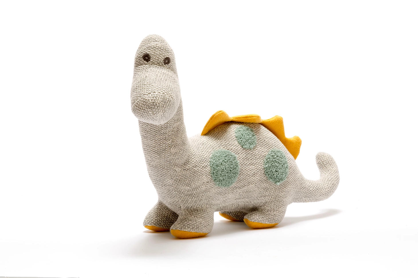 Large Knitted Organic Cotton Dinosaur Plush Toy - Grey Diplodocus