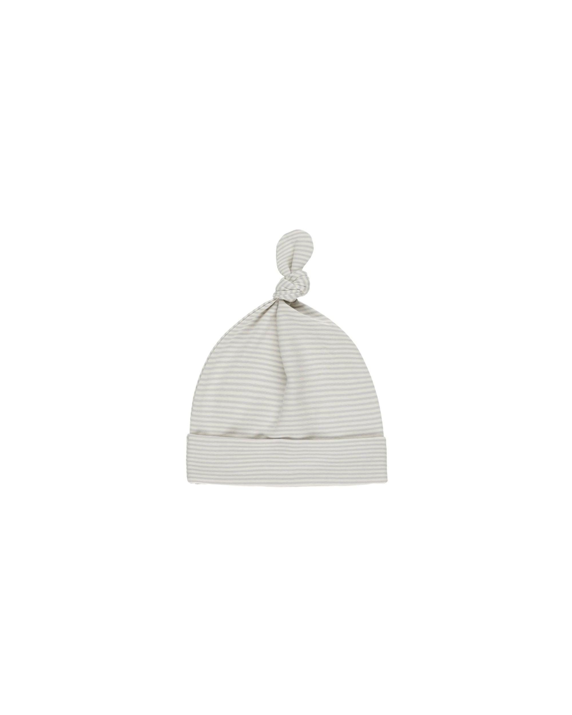 Knotted Baby Hat - Sky Micro Stripe