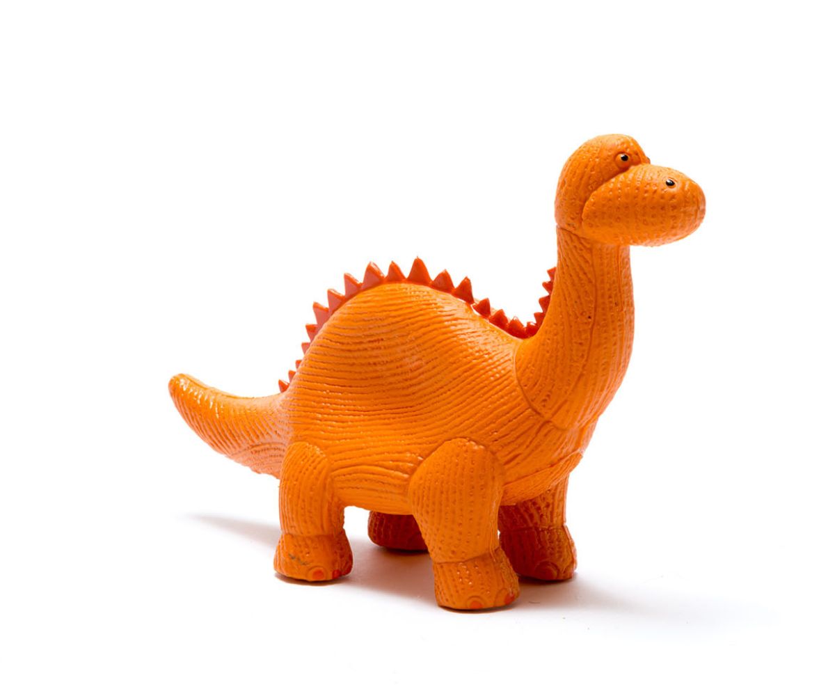 Natural Rubber Dinosaur Toy - Orange Diplodocus