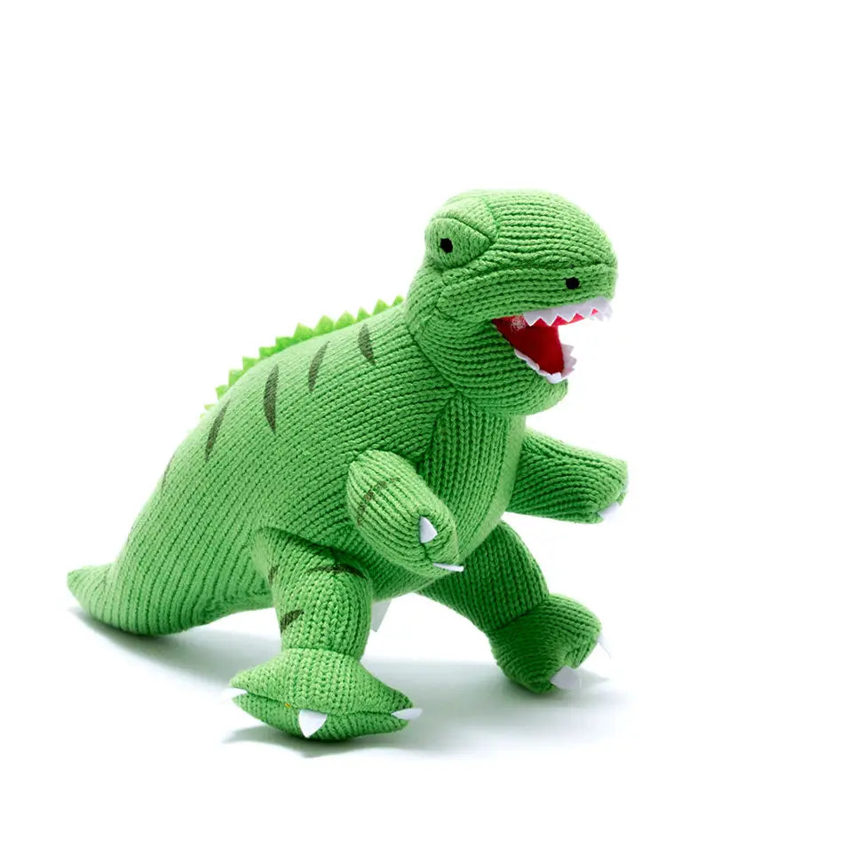 Knitted Dinosaur Plush Toy - Green T-Rex