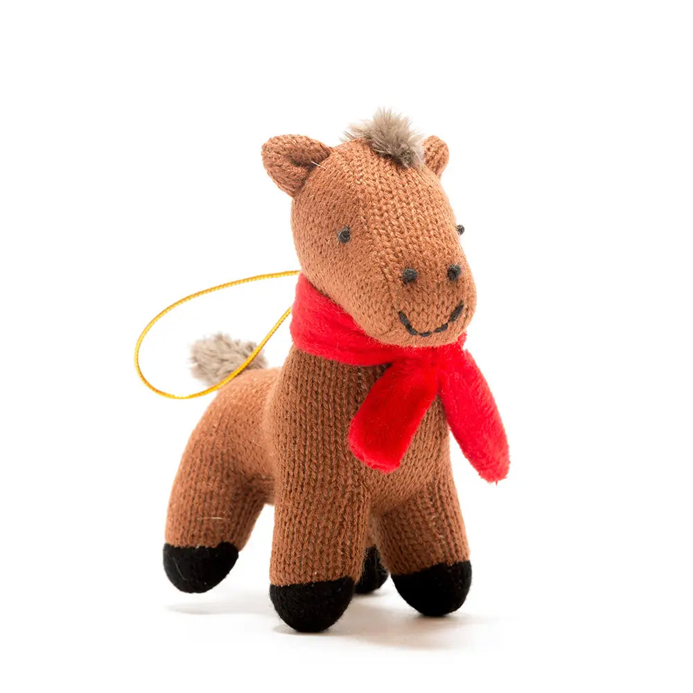 Knitted Pony Christmas Ornament