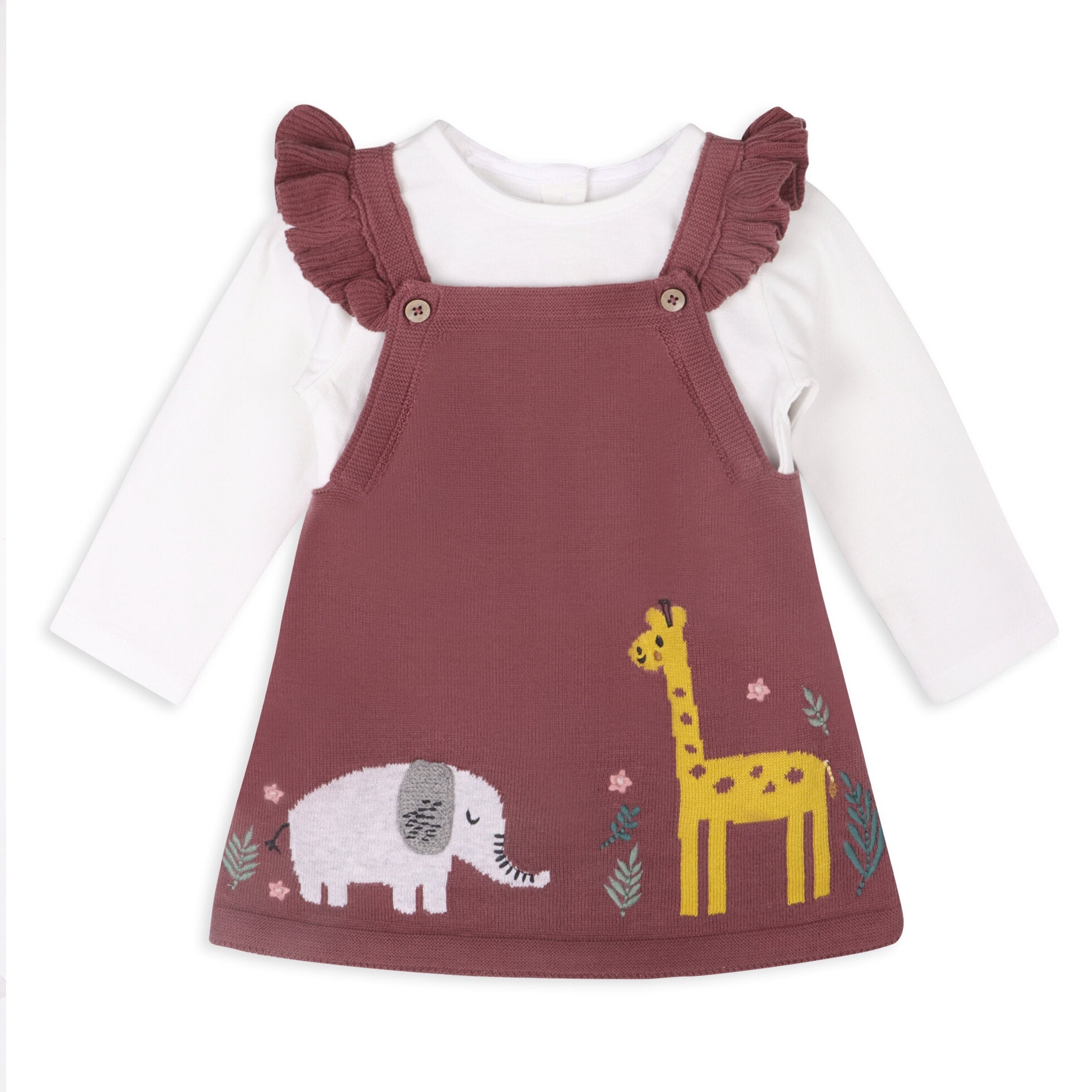 Giraffe Elephant Buddy Baby Tunic Dress & Bodysuit Set