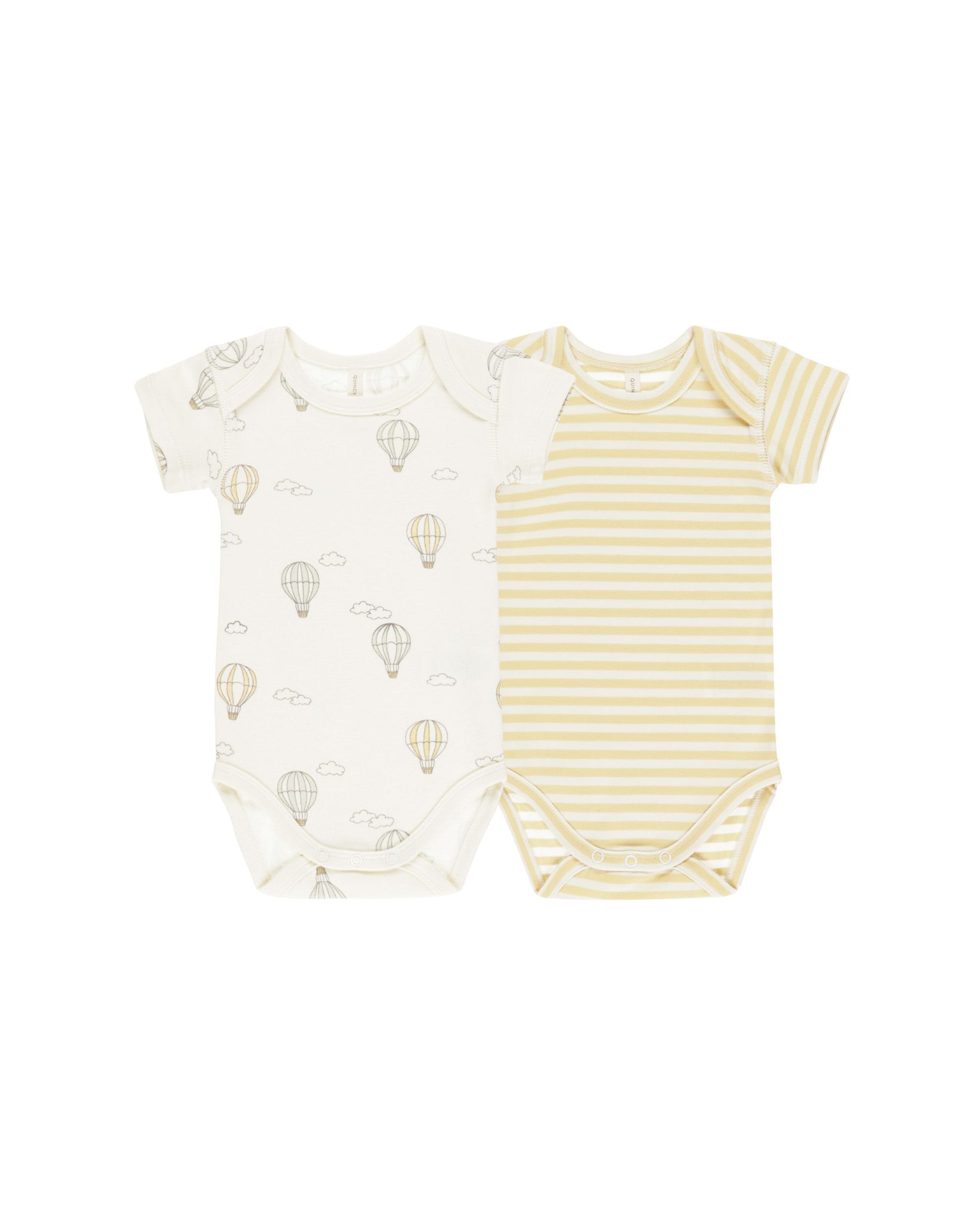 Short Sleeve Bodysuit 2 pack - Hot Air Balloons/Yellow Stripe