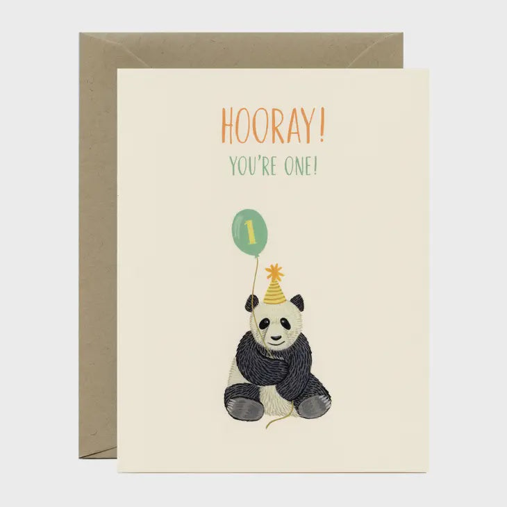 Panda First Birthday Card