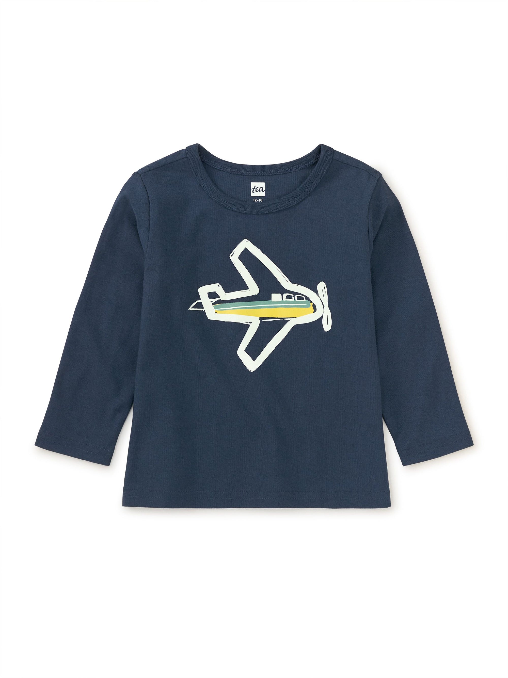 Plane Baby Graphic Tee (Glow in the Dark) Whale Blue