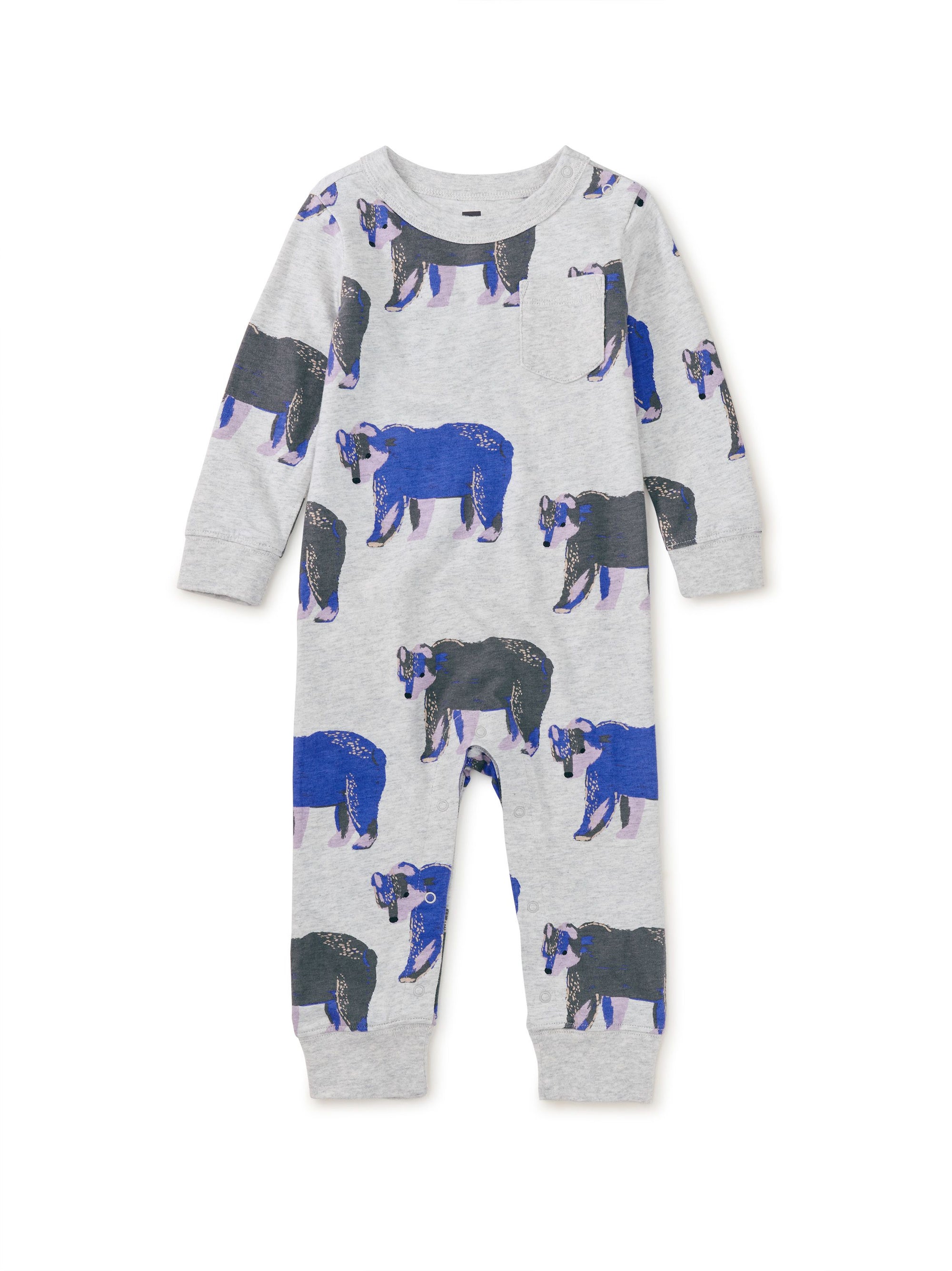 Long Sleeve Pocket Baby Romper - Bushy Bear