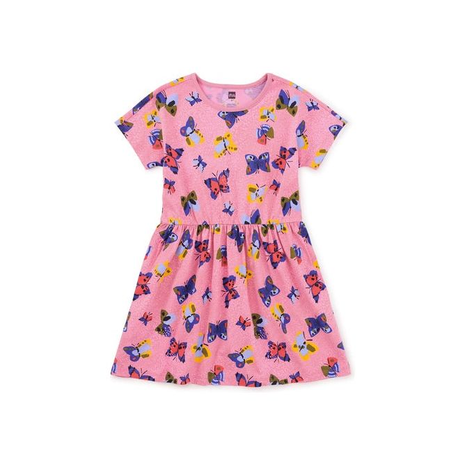 Short Sleeve Twirl Dress - Painted Kenyan Butterflies