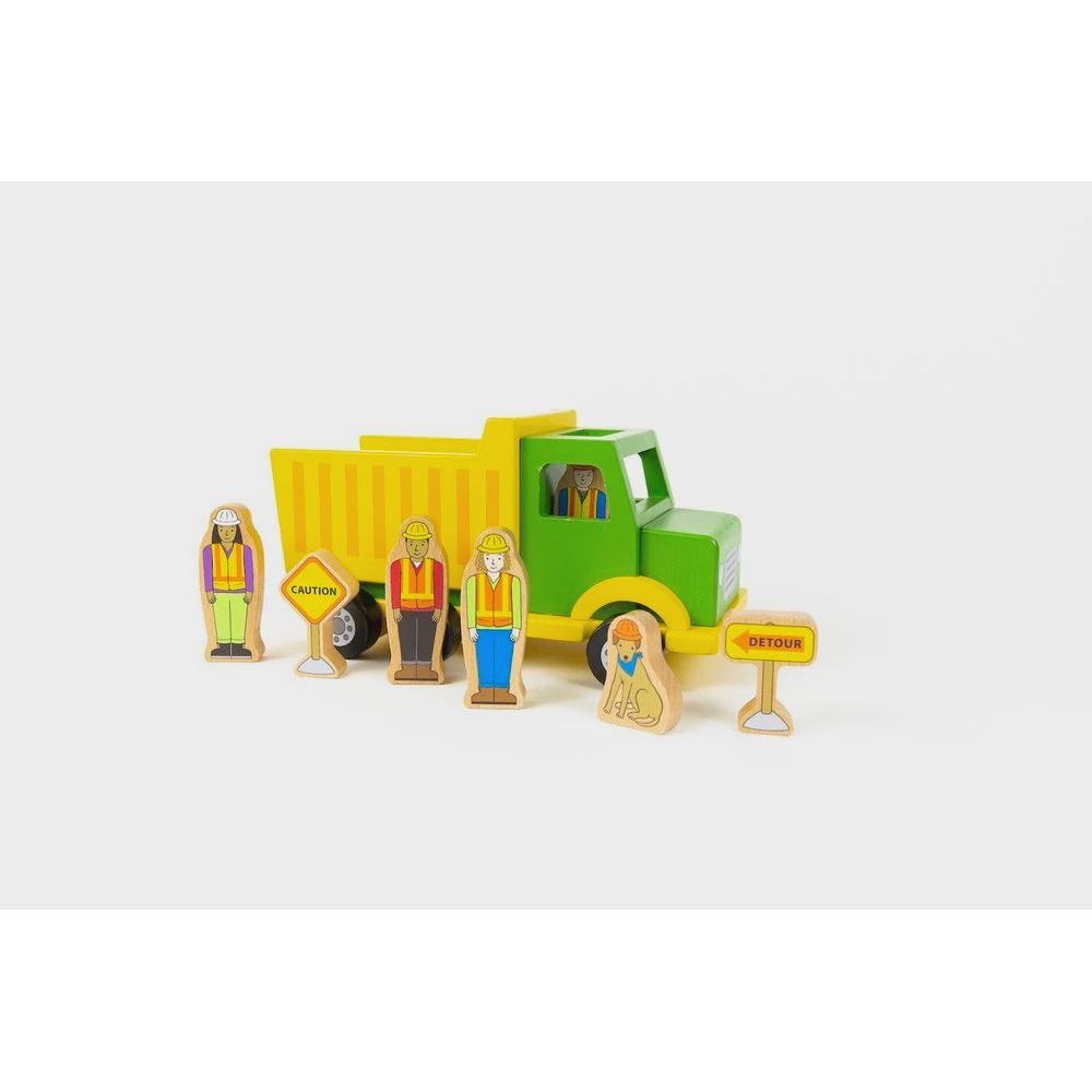 Magnetic Wooden Construction Truck & Crew